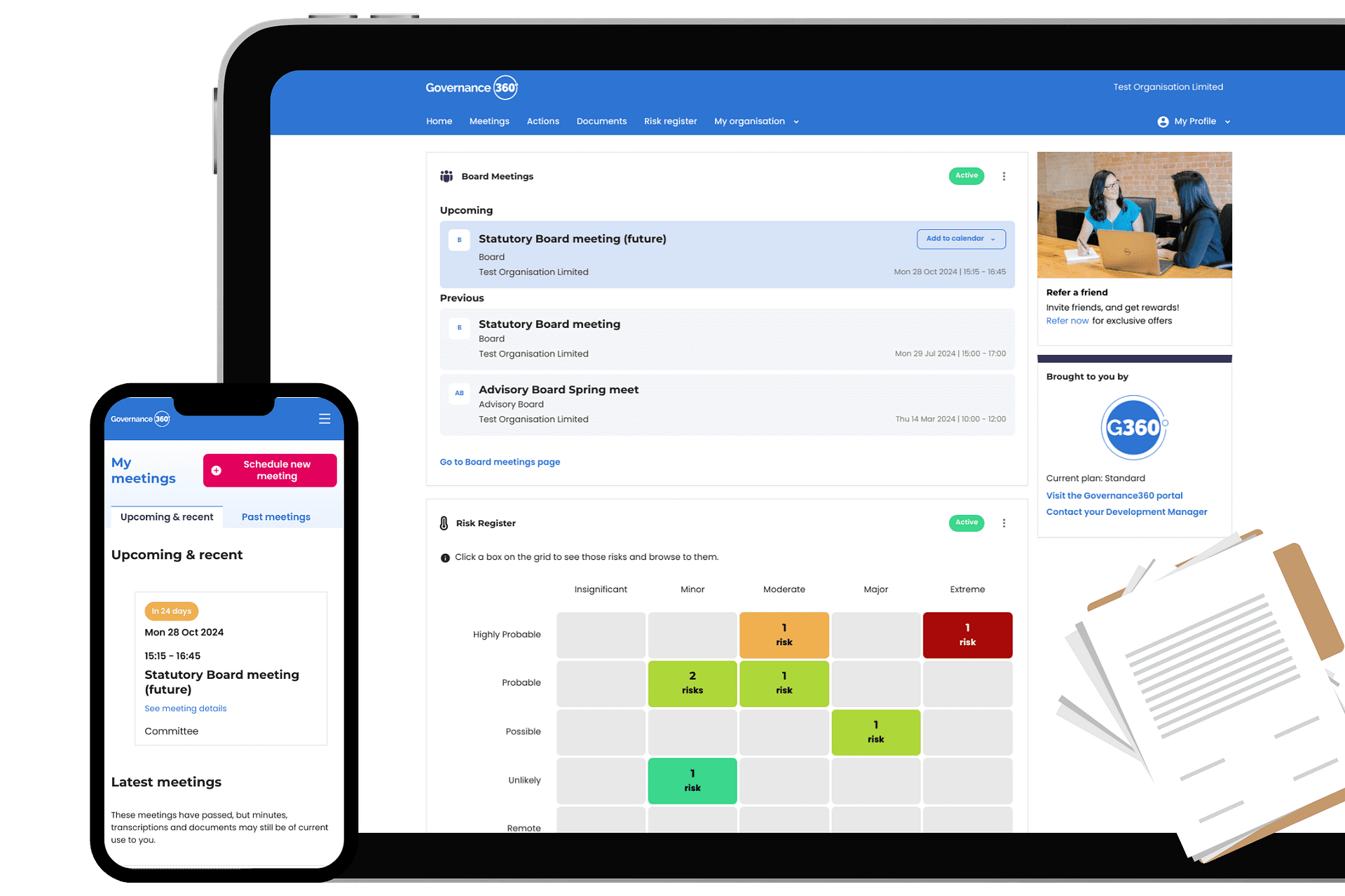 Governance360 dashboard Volunteer-Run Boards